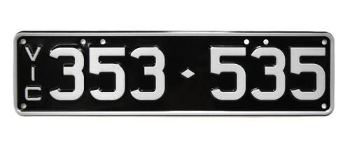 Six-digit Victorian numeric ''353-535" registration plates, sold with rights to display [Location: Melbourne]