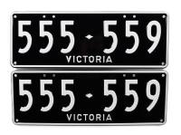 Six-Digit Victorian Custom Numeric plates '555-559', sold with rights to display [Location: Melbourne] - 2