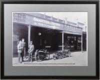 VINCENT: A reproduced black and white picture from 1928 of Phil Irving and Ken Granter outside of their premises at 28 Doveton St, Ballarat