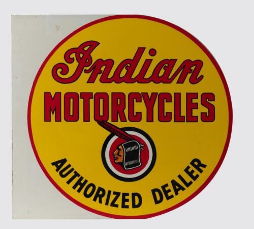 INDIAN: An Indian Motorcycles 'Authorized Dealer' double sided post mount metal sign, believed to have been produced circa 1990s, 61cm high, 66cm wide.