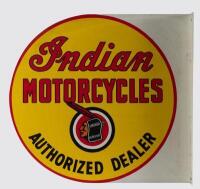 INDIAN: An Indian Motorcycles 'Authorized Dealer' double sided post mount metal&nbsp;sign, believed to have been&nbsp;produced circa 1990s, 61cm high, 66cm wide. - 2