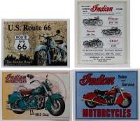 INDIAN: Four reproduction Indian advertising tin signs, one embosed, largest 30cm high, 42.5cm wide.&nbsp;&nbsp;