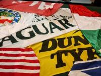 FLAGS: A collection of motoring and national flags including; JAGUAR, DUNLOP TYRES, ALFA ROMEO, TATTERSALLS HISTORIC ETC - 3