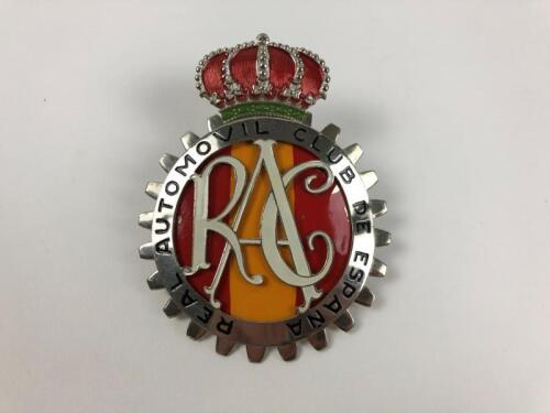 R.A.C SPAIN: A chrome 'Real Automovil Club De Espana' (Royal Automobile Club of Spain) car badge, measures 8.5cm in diameter.
