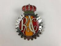 R.A.C SPAIN: A chrome 'Real Automovil Club De Espana' (Royal Automobile Club of Spain) car badge, measures 8.5cm in diameter.