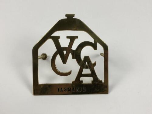 V.C.C.A: A brass Veteran Car Club of Australia, Tasmania car badge
