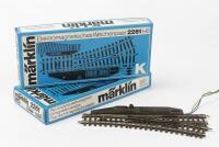 MARKLIN: Four M&auml;rklin 2261 electrical normal soft left 2262 K track sections, two per box, both boxed.