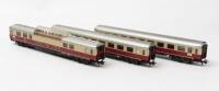 MARKLIN: Four T.E.E express coach cars from the German Federal Railway (4090, 4085, 4086, 4058)