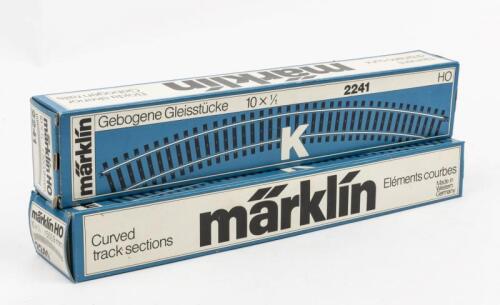 MARKLIN: Two boxed Marklin 2241 K track curved sections