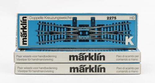 MARKLIN: Three boxed Marklin K track sections including two 2271 right turnouts and 2275 double slip switch