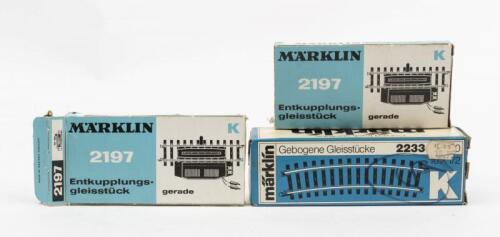MARKLIN: Three boxes Marklin K track sections including two 2197 and one 2233