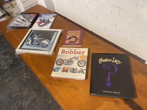 BOOKS & FRAMED PRINTS: A collection of four books and two framed prints on Harley-Davidson & Indian motorcycles [Location: Sydney]