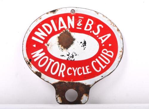 INDIAN & BSA: An original double-sided 'INDIAN & B.S.A. MOTORCYCLE CLUB' badge