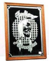 INDIAN: An Indian Motorcycles etched mirror displaying Indian Motorcycle head motif