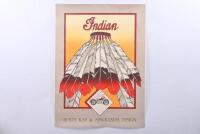 INDIAN: Two posters with an Indian motorcycle theme. RUSTY KAY & ASSOCIATES DESIGN 'Indian MOTO CYCLE' poster featuring a Indian Chief head decoration and Indian motorcycle