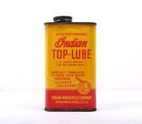 INDIAN: A tin of 'Indian TOP-LUBE' lubricant. Made in U.S.A by INDIAN MOTOCYCLE COMPANY