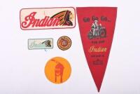 INDIAN: A collection of Indian motorcycle cloth badges and pendant