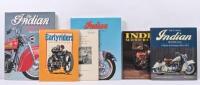 INDIAN: A collection of publications mostly concerned with Indian motorcycles. 'Indian - THE IRON INDIAN' hardcover book by Jim Lensveld & 'THE SPORTING CAR CLUB'S SOUTH AUSTRALIAN MOTORING HISTORY BOOK No.4 MOTOR-CYCLES, 1899-1930' softcover book. [Loc