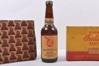INDIAN: Three Indian related items. Beer Bottle & Empty Indian Part Boxes - 3