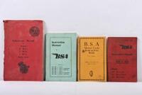 BSA: Four BSA Instruction Manuals. 1960 'Instruction Manual for Models B 98 c.c., C 120 c.c., D 220 c.c. Power Units', with fold out Elequip diagram