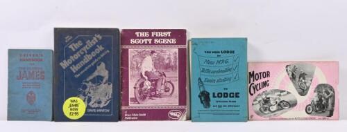 MOTOR CYCLES: Five publications related to motor cycles. Original 'DRIVER'S HANDBOOK FOR THE FAMOUS JAMES, FEATHERWEIGHT 98cc TWO-STROKE MOTOR CYCLE'
