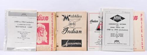 INDIAN: A collection of predominantly Indian motorcycle material. 1957 Indian ACCESSORIES BOOKLET. AMAL printed material