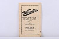 VELOCETTE: An original 'THE Velocette Models "MOV & MAC" SPARE PARTS LIST'. As produced by VELOCE LIMITED