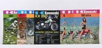 KAWASAKI: A group of 1970s Kawasaki colour brochures including models 100 GA5-A, KX 250, 250 F11, 175F7-250F11-350 F9, 500 MACH III H1