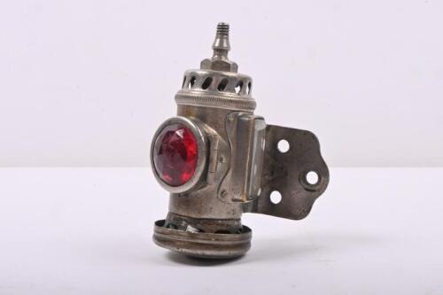 BIKE LAMP: A vintage Joseph Lucas Ltd No.344, nickel plated rear bicycle lamp with faceted red glass lens. 9cm high