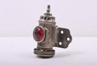 BIKE LAMP: A vintage Joseph Lucas Ltd No.344, nickel plated rear bicycle lamp with faceted red glass lens. 9cm high