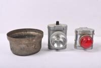 MOTORCYCLES: A collection of motor cycle head and tail lamps. Powell & Hanmer outer light&nbsp;housing, Miller Regalite gas chamber & clip - 3