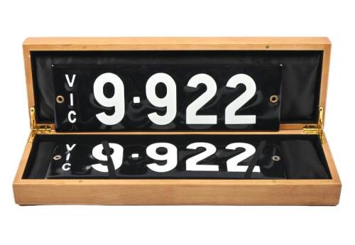 Four&nbsp;digit Victorian heritage enameled plates '9-922', sold with rights to display [Location: Melbourne]