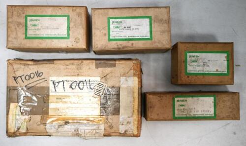 JENSEN: A collection of five new old stock boxed Jensen Engine service tools manufactured by Kent-Moore Engineering Birmingham England. Including Belt tensioner spanner (PT0026), Liner Clamps 2 Off (HJ918) Cover plate assembly tool (PT0013), Liner Nip Gauge (PT0027) and one other