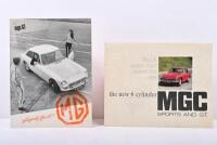 MG: Two 1967 MG sales brochures. Model range & MGC SPORTS AND G.T. sales brochures