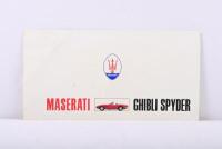 MASERATI GHIBLI SPYDER: An interesting official 1969 Maserati Ghibli Spyder sales brochure