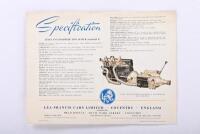 LEA-FRANCIS: A 1960's Lea-Francis Leaf Lynx Roadster specification sheet - 2