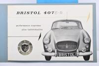 BRISTOL: Two 1950's/1960's Bristol sales brochures. Oct.1961 'Bristol Cars - 407 5.2' & Bristol 2 Litre brochures. French text - 2