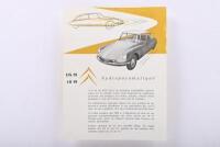CITROEN: A 1956 double sided Citroen DS 19, iD 19 'hydropneumatique' information/brochure sheet
