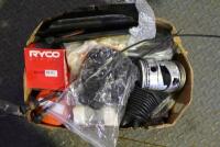 PARTS: A box of miscellaneous parts including stone guards, piston heads, springs and others. Believed to be mostly Alfa Romeo parts.