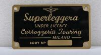 SUPERLEGGRA: A&nbsp;new old stock 'SUPERLEGGRA&nbsp;by TOURING' body number plate.