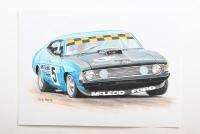 FORD: A print after the original artwork depicting a XB Ford Falcon of John Goss