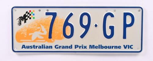 Australian Grand Prix Victorian '769 GP' registration plates, sold with rights to display - [Location: Melbourne]