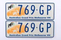 Australian Grand Prix Victorian '769 GP' registration plates, sold with rights to display - [Location: Melbourne] - 2