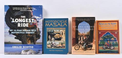 MOTORCYCLE JOURNEYS: Four publications predominantly concerned with Indian motor cycle journeys. 'THE LONGEST RIDE' hardcover book by Emilio Scotto