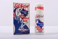 EVEL KNIEVEL: An 'EVEL KNIEVEL TEXAS CHILLI DEEP MUSCLE RUB' rolling ball applicator with box. Box&nbsp;hand signed by Evel Knievel in black marker