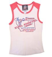 EVEL KNIEVEL: An EVEL KNIEVEL 'Officially Licensed Apparel' singlet promoting 2002 1st Annual 'EVEL KNIEVEL WEEK - BUTTE MONTANA'; Children's size L. Approx 50cm high, 33cm wide.