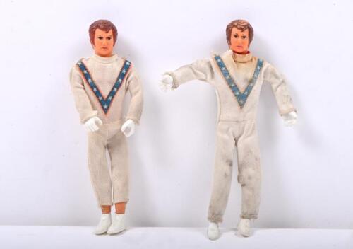 EVEL KNIEVEL: Two circa 1970s IDEAL Toy Co. Evel Knievel bendable figurines. With jump suits