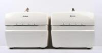RICKMAN: A set of&nbsp;white Rickman pannier luggage boxes, with keys