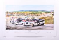 FORD: A large limited edition print titled Ford Supremacy by Randall Wilson, celebrating the Bathurst 1-2 finish, signed and numbered in pencil to lower margin Colin Bond, Alan Hamilton and artist Randall Wilson. Limited edition number 184/850.&nbsp;