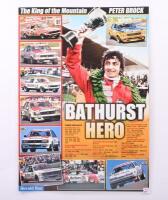 BROCK: A double sided laminated poster by the Herald Sun&nbsp;commemorating the passing of 'The King of the Mountain' Peter Brock 1945-2006. 43cm wide, 60cm high. - 2